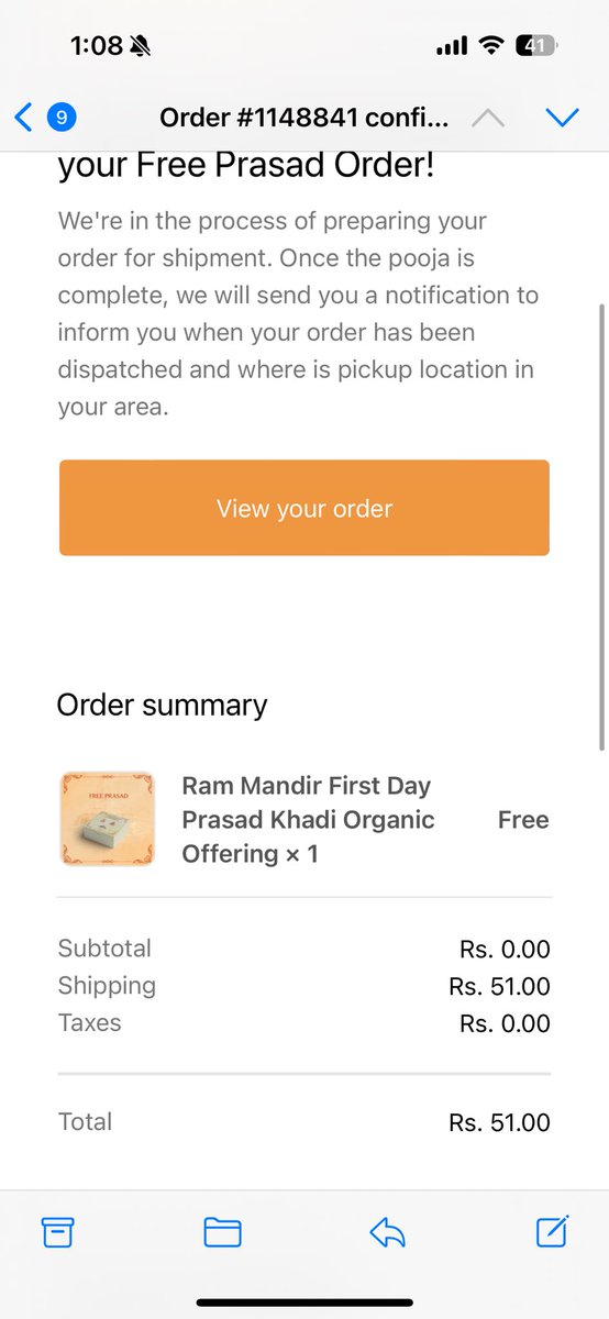 peaceglyph's tweet photo. So anyone got this Ayodhya prasad delivered? 😅 https://t.co/SIl6xNUvbq