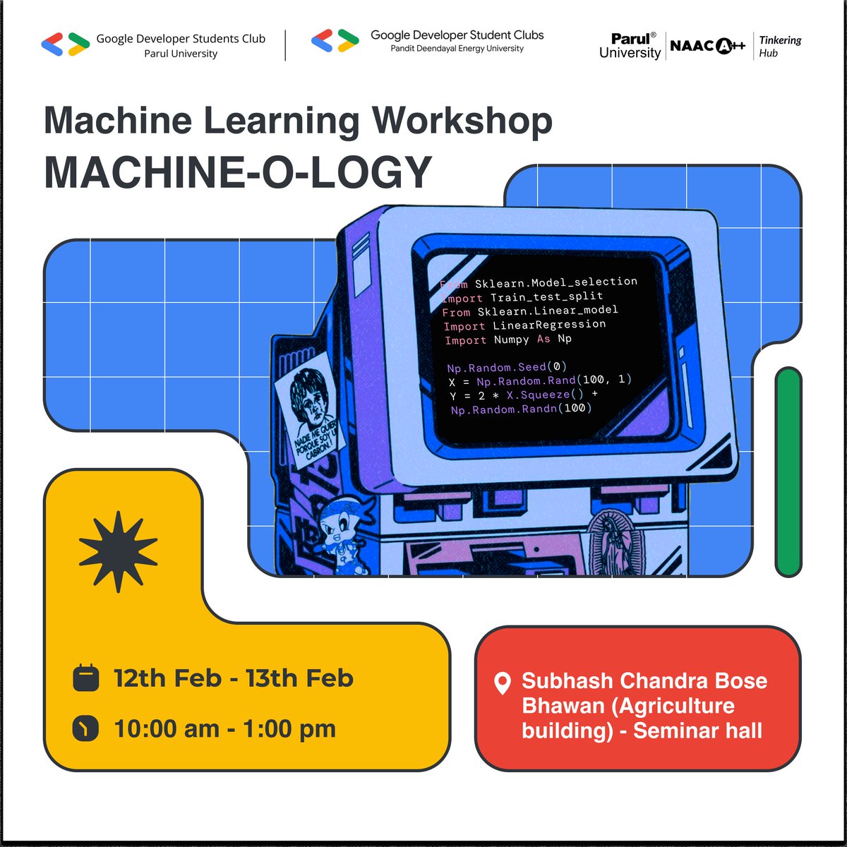 gdsc_pu's tweet photo. What's Happening Next at GDSC PU 👀

It's Machine Learning y'all 🤖

RSVP : https://t.co/f1RYh2SLMh https://t.co/wqXOmad82Q