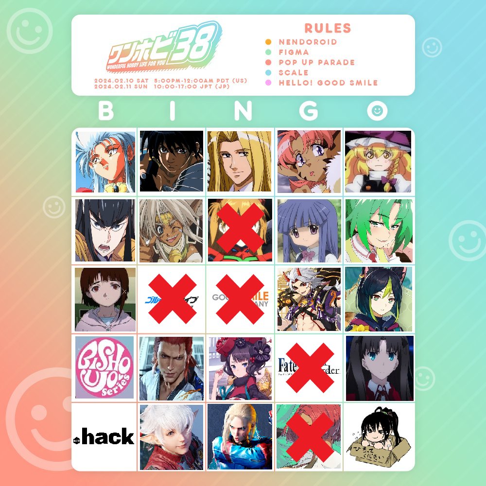 My bingo card kinda flopped, but I was still pleasantly surprised by a lot of the announcements 😅 #WF2024W #WonHobby38
