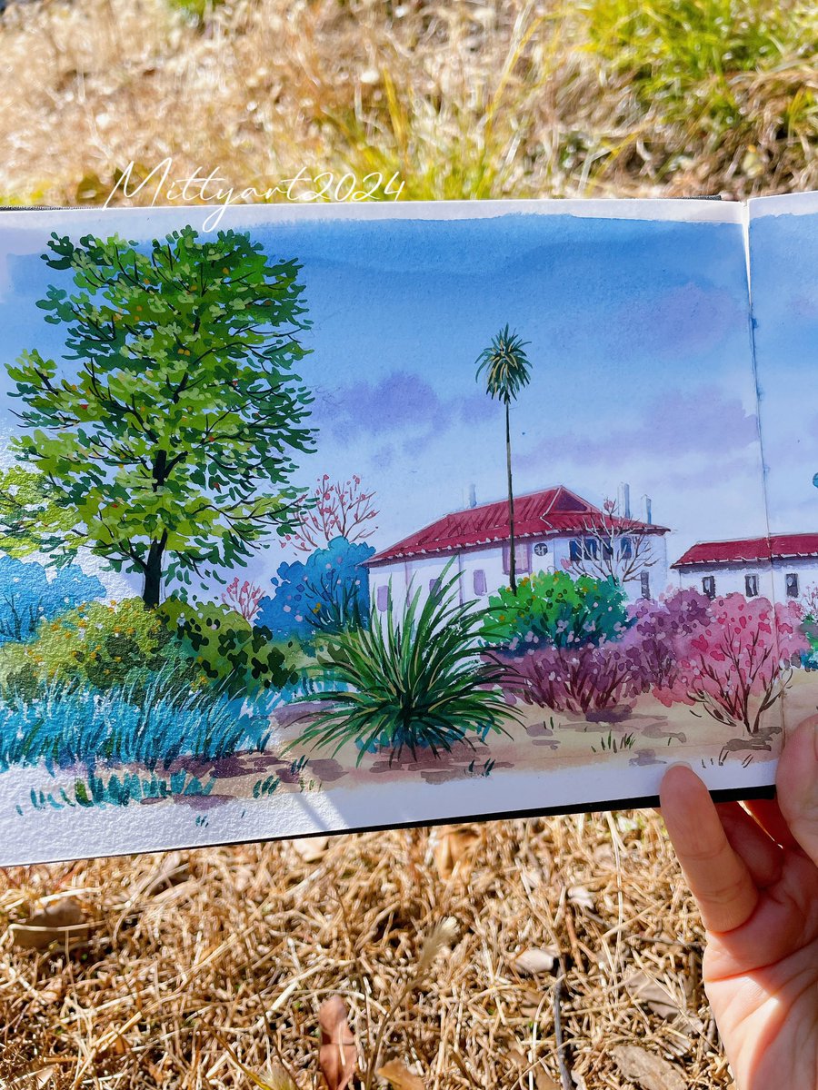 Mitty_lu220's tweet photo. 新年第一画！🌸😊
#artwork #painting #sketchbook #watercolorpainting #水彩画 #watercolor  #画画 #风景画 #绘画 https://t.co/qJAX72N5oE