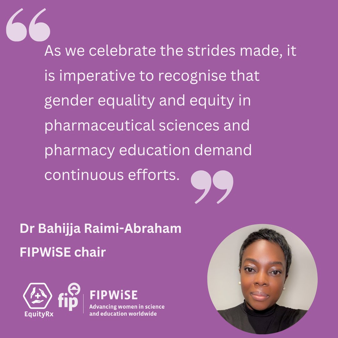 FIP_org's tweet photo. Today, on the #InternationalDayofWomenandGirlsinScience, Bahijja Raimi-Abraham, #FIPWiSE chair, highlights the need to keep working on #gender equality &amp; equity in pharmaceutical #sciences &amp; education. More about FIPWiSE 👉 https://t.co/QqhYp2tABc @DrBahijjaRaimiA https://t.co/O0pV5HYJNZ