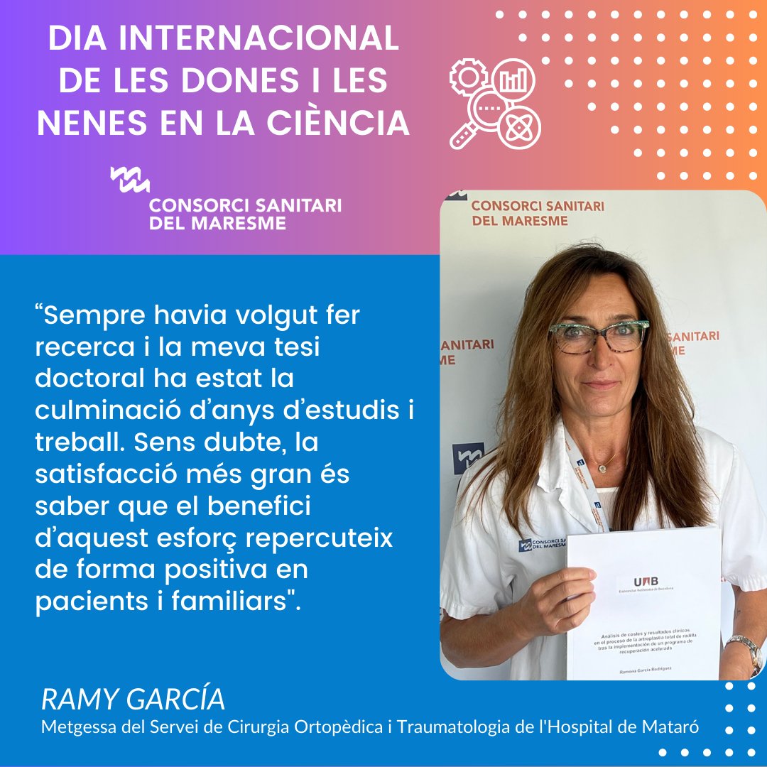 CSdMaresme's tweet photo. 👩🔬 🔬 Avui, #11F, celebrem el #DiaInternacionaldelesDonesiNenesenlaCiència. Les nostres companyes, la @palomavcasal i la @ramygaro, ens expliquen el repte de fer #recerca a l'#HospitaldeMataró i la satisfacció de veure com repercuteix positivament en pacients i familiars. #PECT https://t.co/ctUTuUZQkL