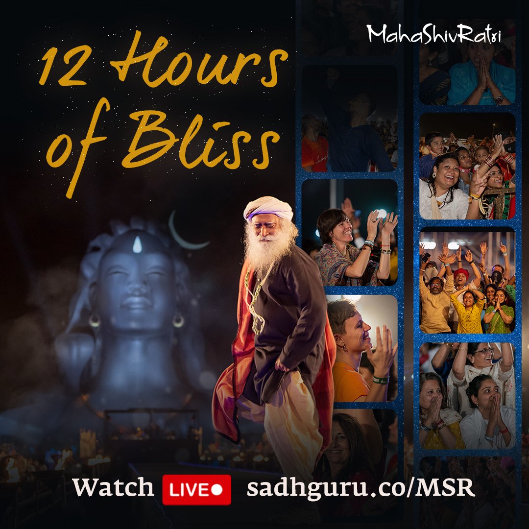 ishafoundation's tweet photo. Have an intense spiritual experience on the most spiritually charged night of the year by participating in Mahashivratri at Isha Yoga Center. Experience midnight meditation with Sadhguru, as well as numerous cultural performances by renowned artists. The all-night celebration lasts from 6 PM to 6 AM IST.

Register Now: https://t.co/BZnlPDOnrZ

#Mahashivratri