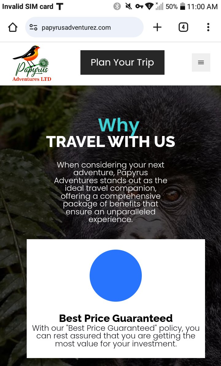 KajuMatic's tweet image. Behold my latest project! A custom tour and travel website, easy to navigate, responsive design. papyrusadventurez.com #webdeveloper #webdesigner #webdevelopement