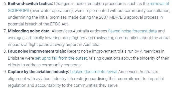 syonist's tweet photo. "Community pressure led by a Brisbane community group fighting aircraft noise, @BFPCA_  has culminated in an aircraft noise Senate Inquiry being instigated by the Australian Greens."
BFPCA focus during inquiry includes: https://t.co/nd1XRjVPEJ