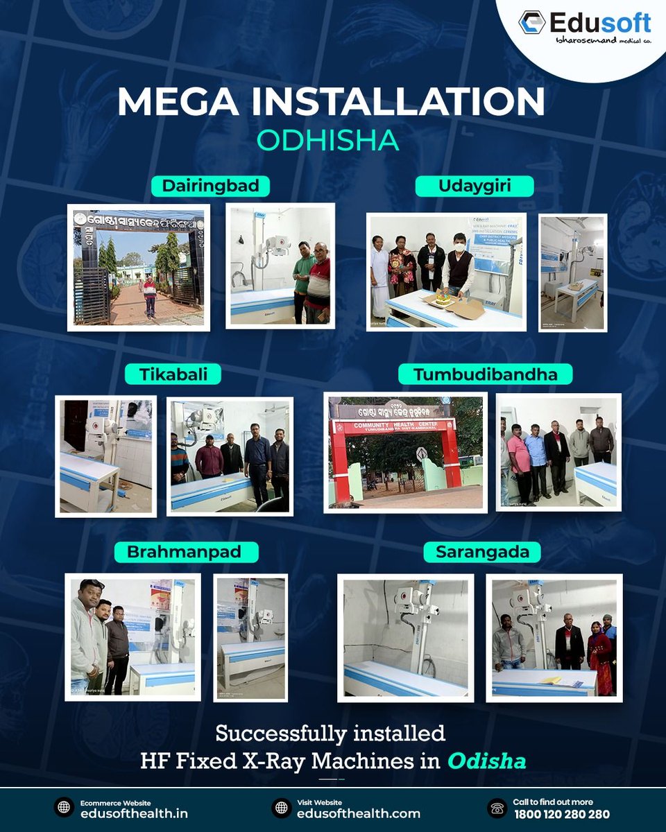 Edusoft_Health's tweet image. Mega installation completed! Successfully installed HF Fixed X-Ray Machines, bringing advanced healthcare to Odisha. 🏥✨ #HealthcareInnovation
.
.
.
For more details
Edusoft Healthcare Pvt. Ltd.
1800 120 280 280
Website: edusofthealth.com
.
.
.
#AdvancedXRayMachine