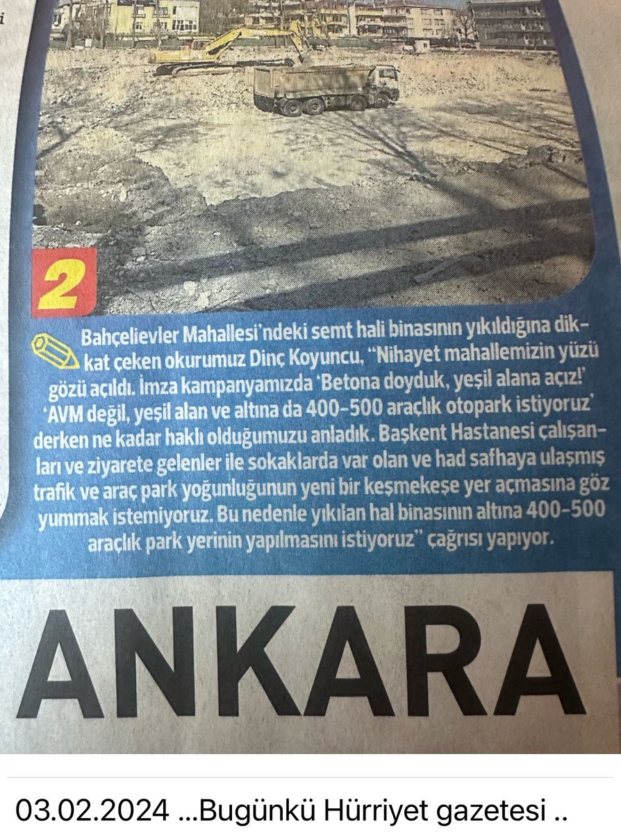 Sevgili Arkadaşlar ,
Kesin mi , olamaz demeyin .
Bakın gözünüzle görün.
Haber oldu, durmuyorlar.
“ Müteahhite sözümüz vardı“ denilmiş .
Burası benim çocukluğumun geçtiği Bahçelievler Cuma pazarıydı .
Birilerinin RANT PAZARI değil .
<a href="/cankayabelediye/">Çankaya Belediyesi</a> <a href="/ankarabbld/">Ankara Büyükşehir</a> açıklama bekliyoruz