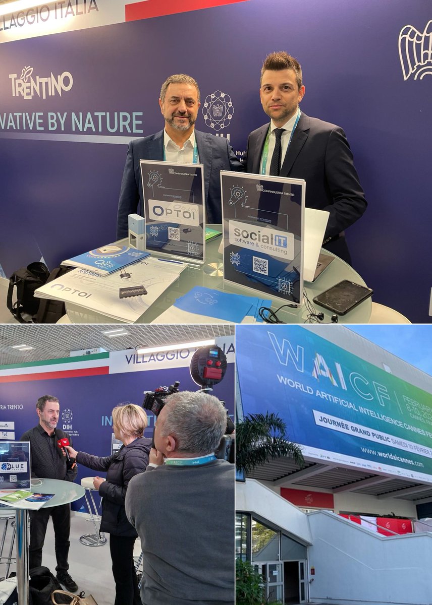 optoi_sensors's tweet image. Qualche scatto della partecipazione di #Optoi e del nostro presidente Alfredo Maglione al World Artificial Intelligence Cannes Festival 2024, il principale evento internazionale dedicato all'#IA. Grande soddisfazione far parte della delegazione trentina al Villaggio Italia 🇮🇹