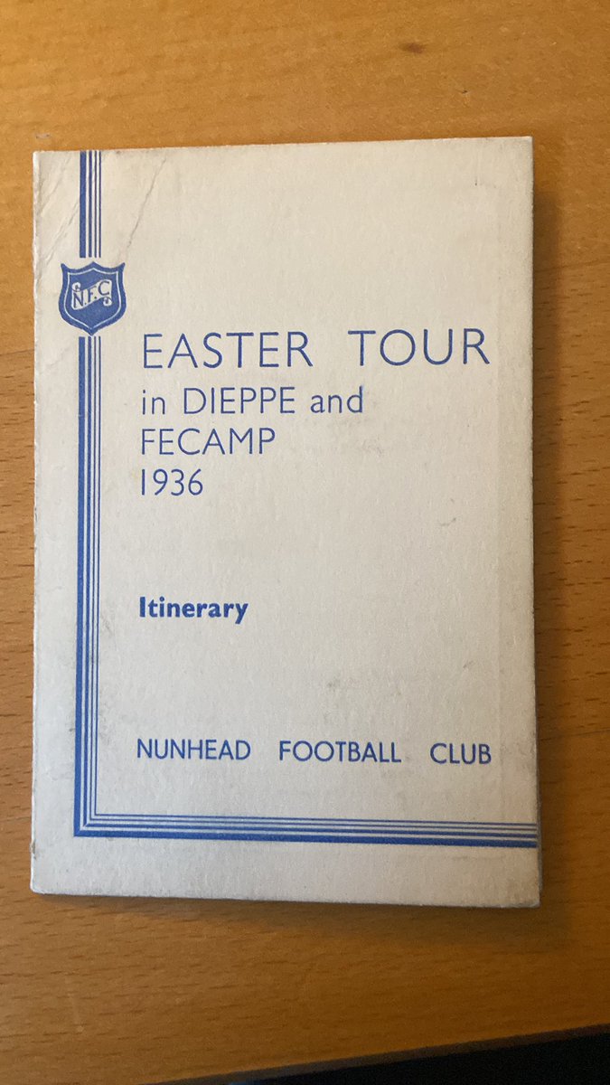 collectfootball's tweet photo. Nunhead football club 1936 football tour itinerary card for Dieppe and Fecamp @NonLeagueCrowd @nunheadfc @footballmemorys @MemorabiliaMal @nlprogs https://t.co/fb8j8I9PtR