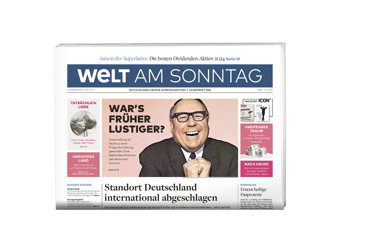 Die neue #WELTAMSONNTAG – jetzt bei Ihrem Zeitungshändler oder hier im E-Paper: epaper.welt.de