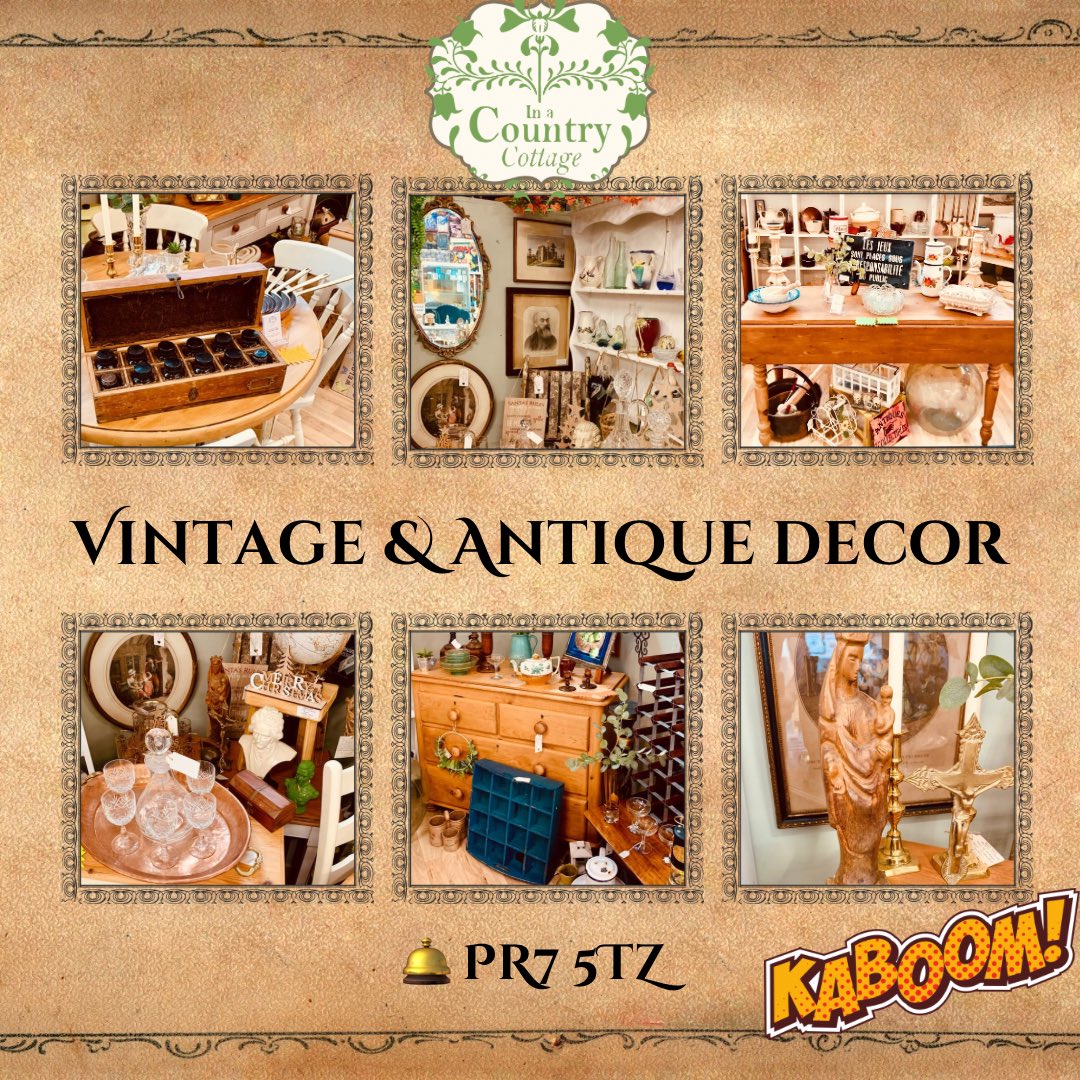 InACountryCttge's tweet photo. 5 Tips for Vintage &amp; Antique Decor💥
Create a stylish look:

🔑 Start with neutral/colour on walls
🔑 Mix and max old+modern furniture
🔑 Use vintage textiles
🔑 Include mirrors and paintings
🔑Accessorise with vintage finds

For more inspo, swing by! 
Open 7 days #Home #Sunday https://t.co/TDUr1Yn9Az