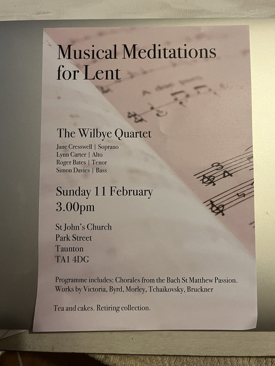 ChurchTaunton's tweet photo. A free concert this afternoon in preparation for Lent - all welcome https://t.co/WS8XSkvCy0