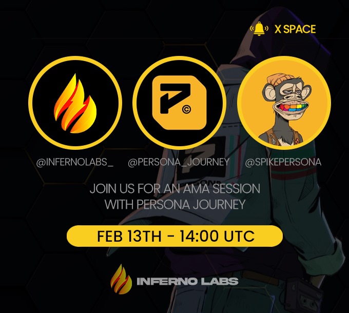 Excited to host an exclusive AMA with <a href="/Persona_Journey/">Persona</a> &amp; <a href="/SpikePersona/">Spike</a>
📆 Feb 13th 14:00 UTC
 
Your chance to secure a GUARANTEED WL spot.

Tune in and 👇
1️⃣ Follow <a href="/InfernoLabs_/">Inferno Labs</a>, and ALL our panelist.
2️⃣ Like &amp; RT
3️⃣ React with 📼

Timefall Valley is calling. Feb 2024.