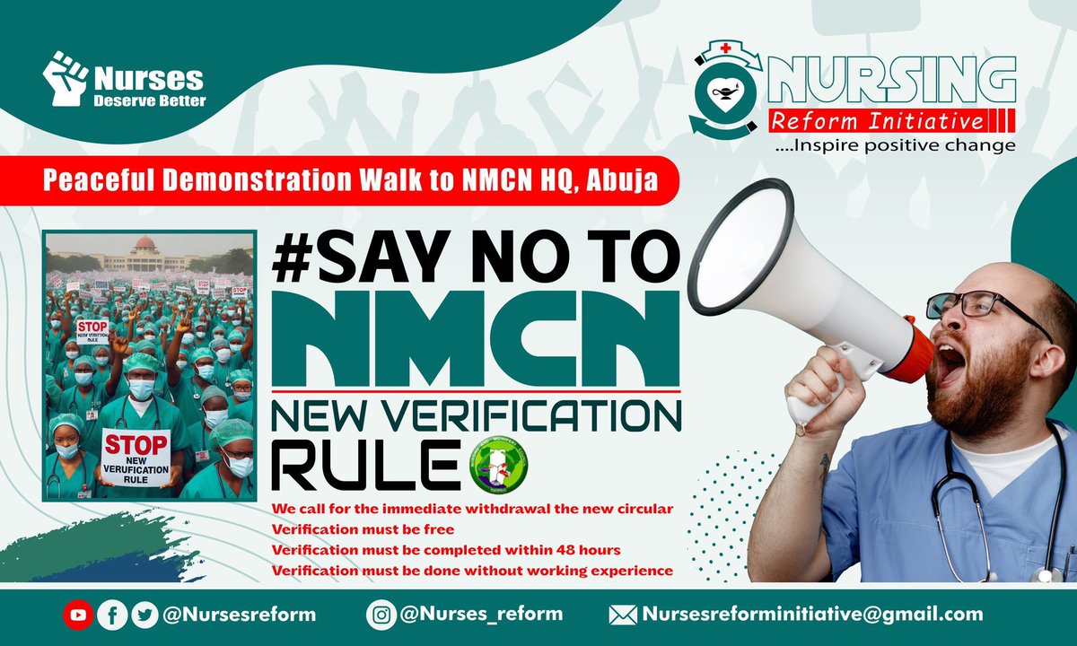 nurseogo's tweet photo. Dress code:scrub
Time:8:30
Venue: NMCN office at life camp
Pls don’t wear uniform/lab coat, if you don’t have scrub you either buy or borrow.we need to be as professional as possible as we collectively go tomorrow to resound the NO!!!
#nurses
#NotoNMCNverficationrule 
#NotoNMCNVerification