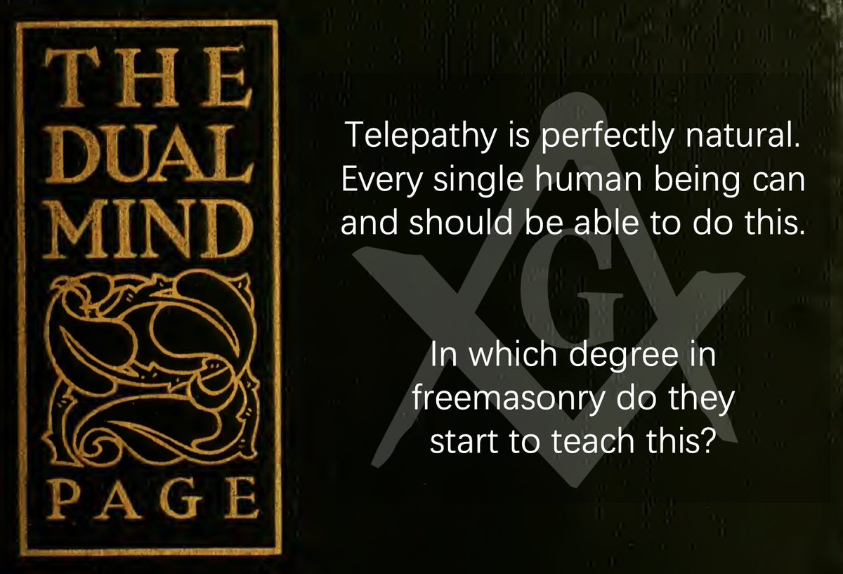 Imrah_Baines's tweet image. Telepathy isn't just for those at the higher degrees of secret societies. It's innate in everyone. We all have this ability. It's being hidden from you. You'll be amazed by what you can do. 
amazon.co.uk/Mind-Masonic-S…
#telepathy #knowledge #lockon