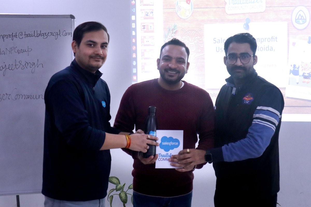 Salesforce Nonprofit User Group, Ghaziabad, India (@sfnpghaziabad) on Twitter photo Congratulations to the goodies winner ๐ ๐ฅ ๐๐
<a href="/SFNoidaNPGroup/">Noida India Nonprofit Group</a>
<a href="/salesforce/">Salesforce</a> <a href="/trailhead/">Trailhead</a>
#beatrailblazer
#TrailblazerCommunity
#Salesforce
#trailhead Congratulations to the goodies winner ๐ ๐ฅ ๐๐
<a href="/SFNoidaNPGroup/">Noida India Nonprofit Group</a>
<a href="/salesforce/">Salesforce</a> <a href="/trailhead/">Trailhead</a>
#beatrailblazer
#TrailblazerCommunity
#Salesforce
#trailhead