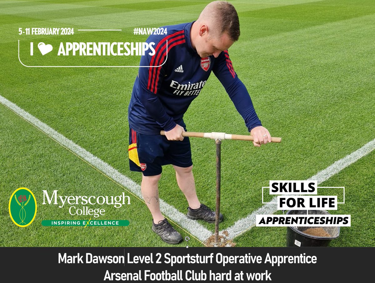 Mark Level 2 Sportsturf Operative Apprentice at Arsenal Football Club @Arsenal hard at work #Skills #Apprenticeships #NAW2024 #SkillsForLife