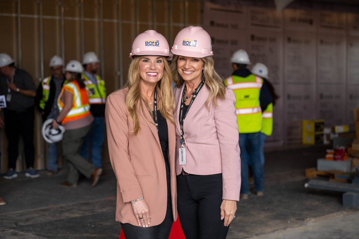 Great time touring our Bond funds at work with @jenny_mcgown. We are so grateful for our supportive community voting Yes to upgrade our facilities around Klein ISD. Our kids & staff deserve the best! Fun day seeing all the progress in action. Thanks for our pink hard hats!😉👷‍♀️