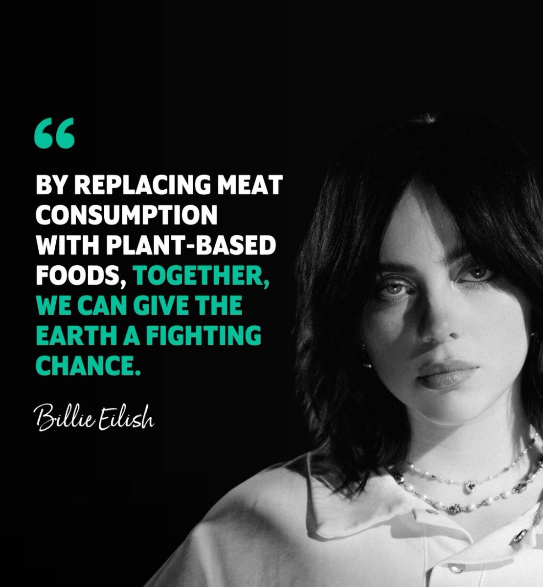 The livestock sector contributes more than 60% of all food-system greenhouse gasses. That's a lot of pressure on our planet. Start slow and reduce your meat intake, it’s good for you and ultimately for the planet. #ClimateAction #BillieEilish