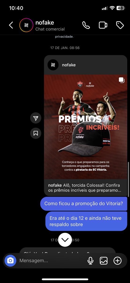 yanmvm's tweet photo. Já se passaram mais de um mês e simplesmente se fizeram de esquecido. Tanto a empresa e quanto o @ECVitoria. Entrei em contato com a empresa (Nofake) via direct do Instagram e a mesma apenas postergava o prazo sempre que eu perguntava. https://t.co/DvEXcEuXHg