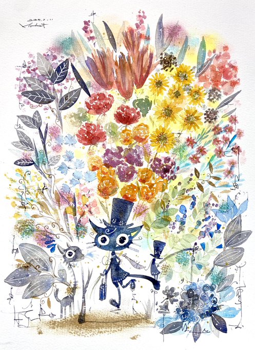 「ほんだ猫 (不思議風景と猫を描くぶるべり)@blue_nosta」 illustration images(Latest)