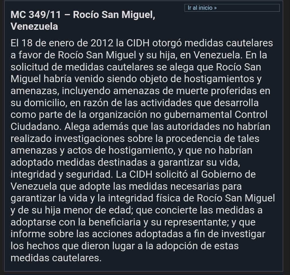Naky's tweet photo. Es muy grave la detención y desaparición forzada de la defensora de DDHH @rociosanmiguel por parte del régimen de Venezuela.

Ni su familia ni sus abogados saben de su paradero ni condiciones. San Miguel tiene medidas cautelares de la CorteIDH. 

#DondeEstaRocio https://t.co/2zD6DsO6Jj