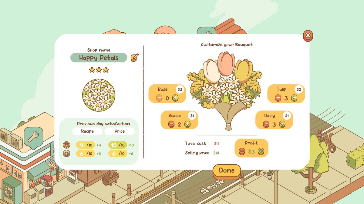 myPotatoGames's tweet photo. Minami Lane is a lovely life sim where you build up a single street in a neighborhood. The goal is to attract inhabitants and keep them happy. Place homes so they have somewhere to live, then place different kinds of shops and entertainment venues to raise their satisfaction. 

A ramen shop will satisfy their food needs, while a boba cafe will help improve their mood! Don't forget the bookstores, hot springs, and parks to further entertain and beautify the street. Play mission mode and complete quests or play in sandbox mode to focus on the creative side of building. Coming to Steam first. 🥰