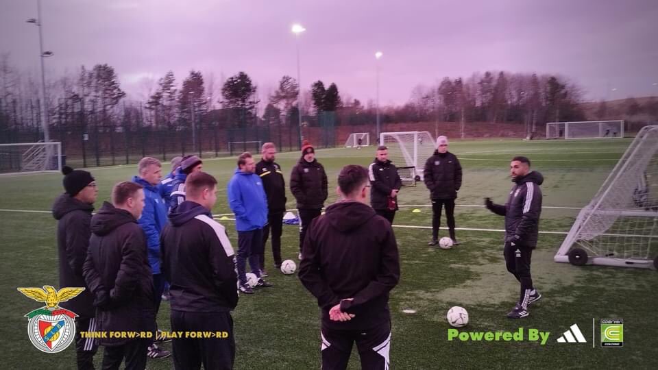 Coach_Robi_Hope's tweet photo. Really enjoyable and insightful Coach Education Clinic down at Ravenscraig regional sports facility in Motherwell last night.

Lots of great information of how S.L Benfica Coaches develop their team's technical, tactical, physical and psychological skills.

#OnlyWithCoerver https://t.co/hafZ6onFIG