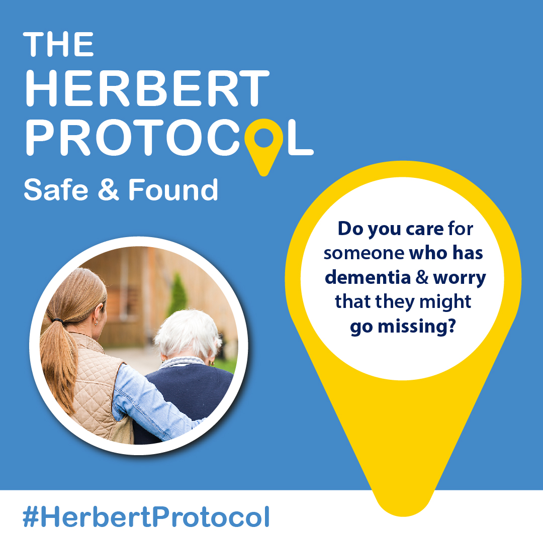 Do you have a loved one living with dementia and worry that they may go missing?

Help us to keep those you care for that are living with dementia safe 💙 

The #HerbertProtocol aims to help you and us find the ones you care for safe and well.

More via: orlo.uk/ObAxn