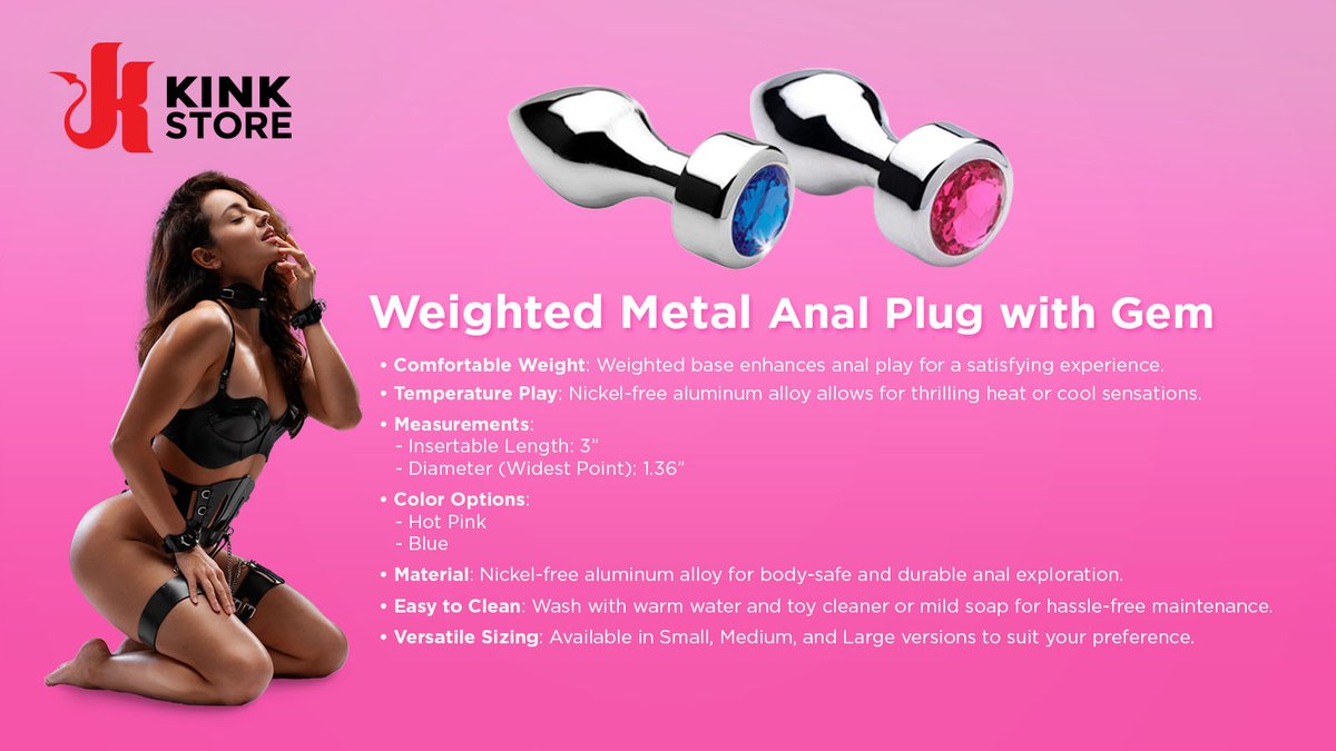 Adorn your derriere with this dazzling pink gem! The weighted base adds a comfortable and satisfying weight to your an*l play, opening a new world of sensation for enthusiasts. 

kinkstore.com/products/sdag3…