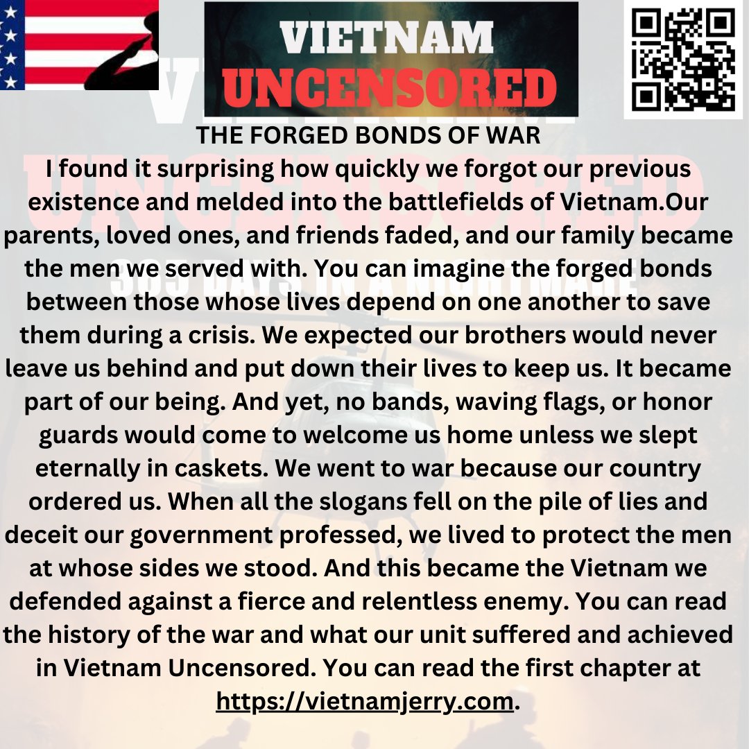 THE FORGED BONDS OF WAR
Thoughts from Vietnam Uncensored
@LeslieJ_78
@Gigi_Rule
@PeterMa1948son
@IAN_AuthorPromo
@MusicForWorldP2