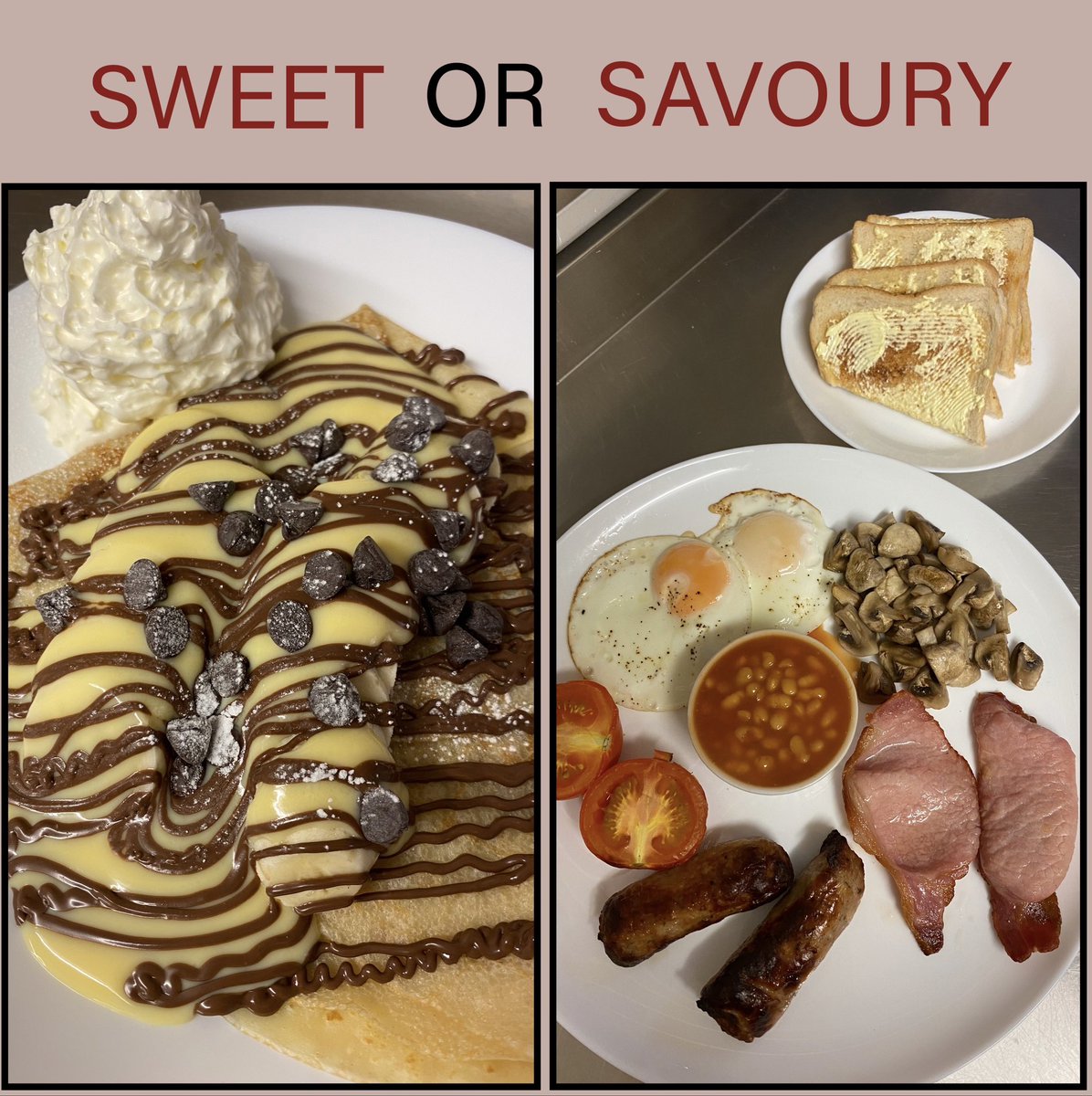 PancakeHouse46's tweet photo. Do you usually enjoy something sweet or something savoury from us, or both😄 We have plenty of options for both! 

#pancakehouse #pancakehousekettering #desserts #savoury #pancakes #crepes #waffles #milkshakes #burgers #salads #breakfasts #sandwiches #smoothies #takeaway https://t.co/chMLtyxz0R