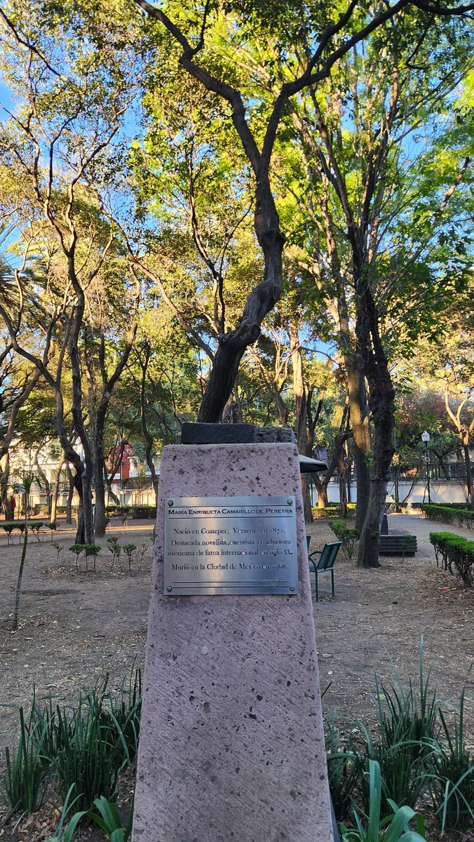 Paccollins's tweet photo. @AlcaldiaBenito Les reporto que se robaron la escultura de Maria Enriqueta Camarillo Pereyra, en el parque que lleva su mismo nombre. AV Coyoacan y Morena. Col Del Valle https://t.co/96jSaiDaMg