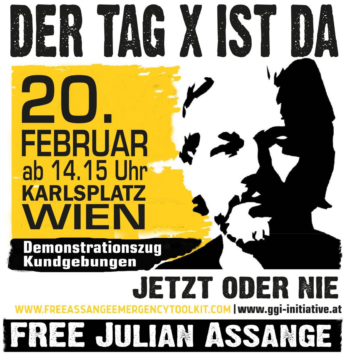 Die Freilassung von Julian #Assange ist uns ein großes Anliegen. Seit vielen Jahren wird ein Exempel an ihm statuiert. 
Daher veranstalten wir nächste Woche am Tag seiner Auslieferungsverhandlung eine #Demonstration.

Kommt zahlreich!
Bringt Freunde mit! 
🙏RT🙏
#FreeAssangeNOW