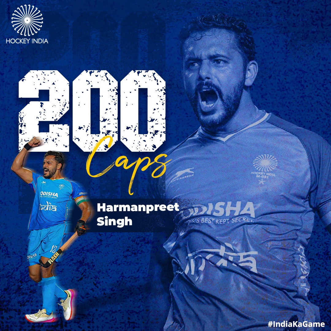 Captain Fantastic Harmanpreet Singh in his 2️⃣0️⃣0️⃣ caps for Team India tonight.

We wish that he completes many such milestones and make our country even more proud.

#HockeyIndia #IndiaKaGame #FIHProLeague24 #IndianMensTeam