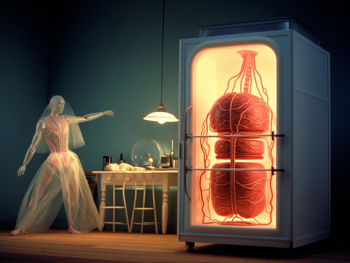 WallPixOrg's tweet photo. "Anatomical Abode: Surrealism Meets Domesticity"

#WallPixOrg #SurrealDomestic #HouseholdAnatomy #GlowingBrainFridge #GhostlyVisage #InternalOrgans #MuscleAndTissue #VisceralEnvironment #EyeballTV #OrganBurst #VintageFurnishings #HumanSkeleton #VintageKitchen #PlantsAndSkulls https://t.co/4SSp88ZknH