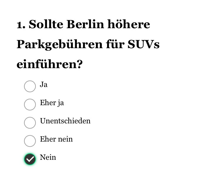 Wichtige Umfrage! 

Jetzt für Freiheit und gegen Autohass stimmen:

de.research.net/r/J93DGWQ

#SozialePolitikfürDich
