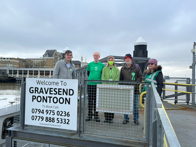DartfordGreens's tweet photo. The Dartford & Gravesham Green Party came out on January 29th to show support for continuing the Gravesend to Tilbury Ferry service. Although the consultation on whether to continue the service is now closed, we'll report back once their report has been published. #saveourferry https://t.co/cuREvAAGqG