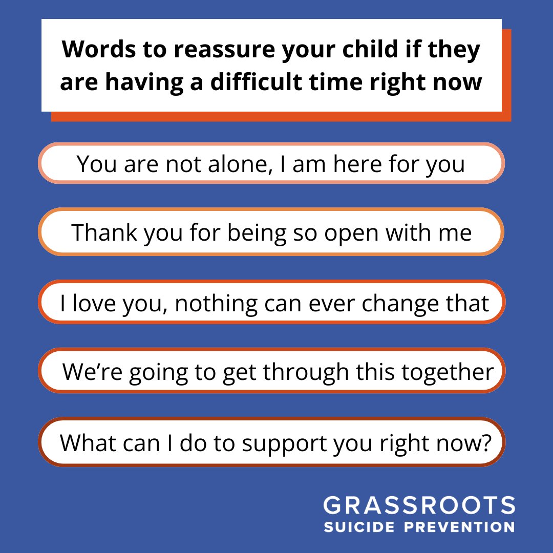 Don't wait for your child to speak up if you're concerned about them.❤️

It's important to reach out and start the conversation. Here are some helpful things to remember when talking to your child and the ways you can help reassure them.👇

prevent-suicide.org.uk/youth-suicide-…

#CMHW #CMHW24