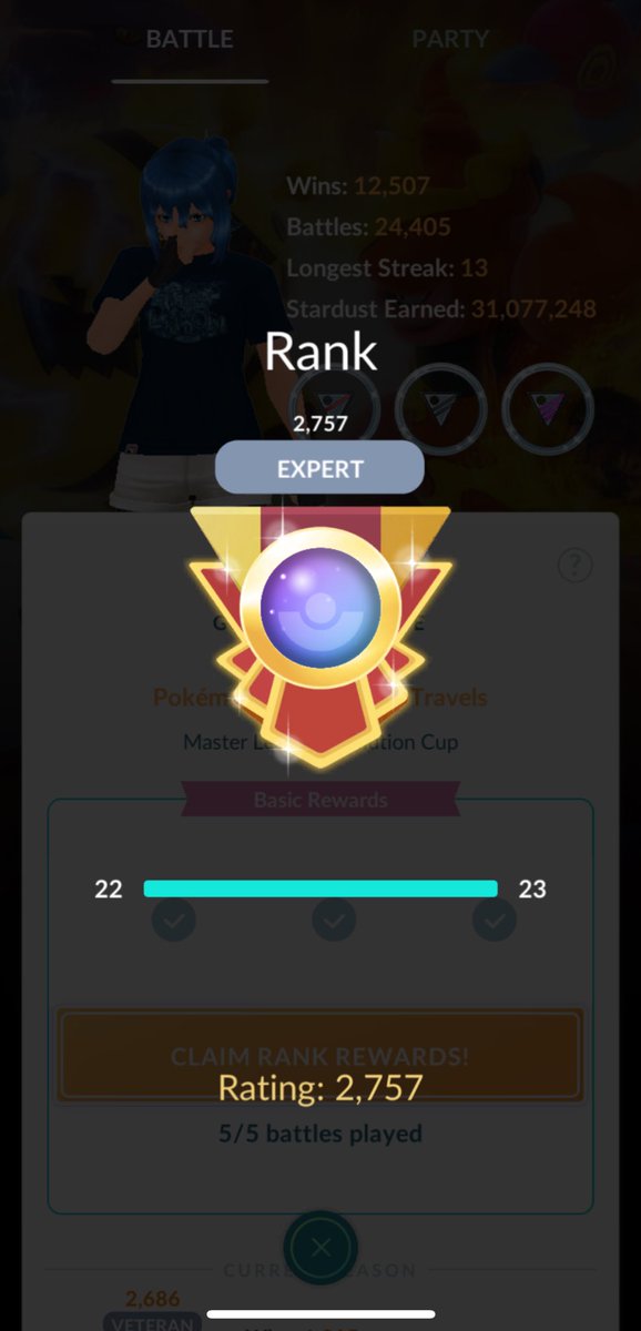 _alitik_'s tweet photo. Yesterday was probably my most successful Go battle day so far. I climbed where I usually drop. Got to Expert finally (this season is such a struggle!).
Guess I'd prefer playing earlier in the day, but Brighton challenge took priority. 😇
#PokemonGO #GBL #GOBattleDay https://t.co/OkPVl5qqg0
