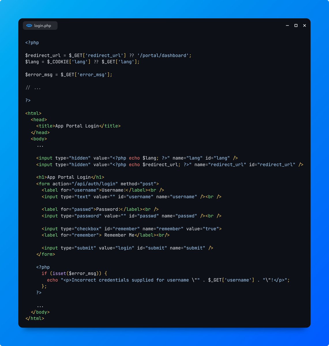They always say PHP is insecure 🙄️

But look at what our developer just built! The most secure login form, guess what, in PHP!

Anyway, I still think he made a mistake or two... Can you help our dev before publishing to production? 😜