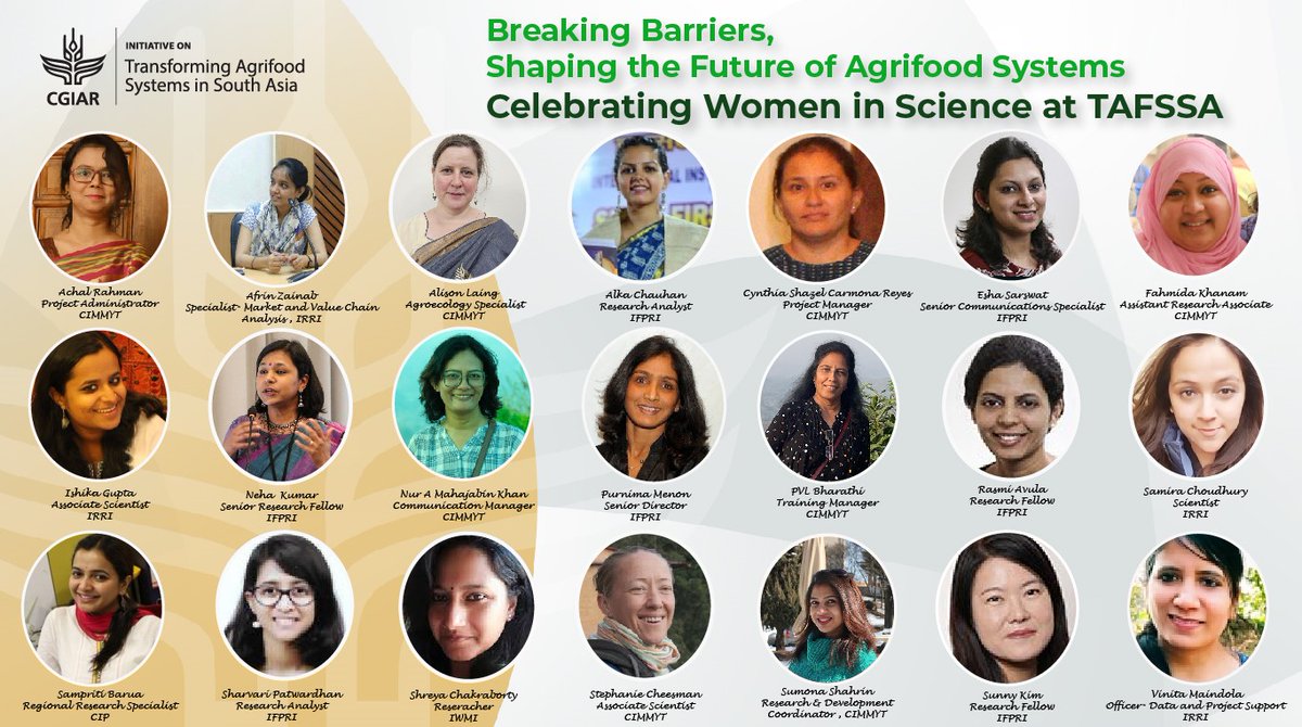 Celebrating the Intl. Day of #WomenAndGirlsInScienceDay , we at @OneCGIAR_TAFSSA honor the women shaping the future of #agrifood systems. Their dedication to #Science is breaking barriers and paving the way for a more inclusive future. #Bangladesh #India #Nepal #Pakistan