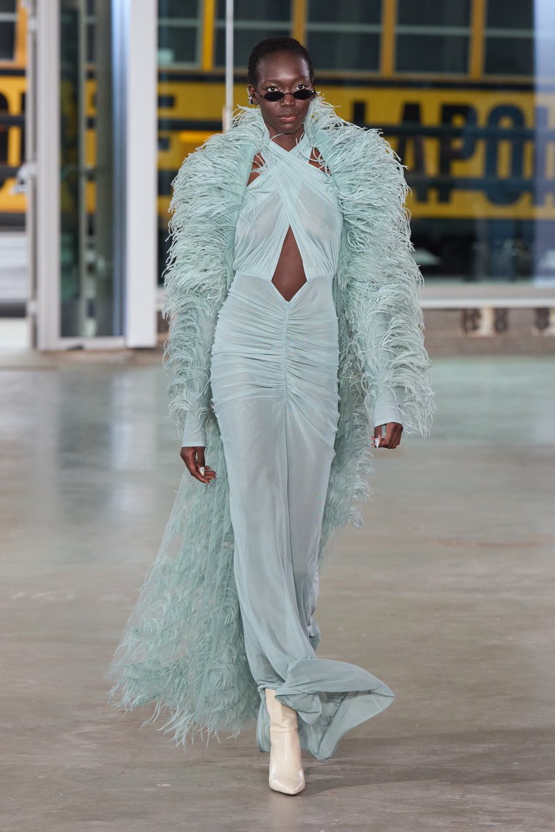 A lovely dress at Lapointe a/w '24! But are you a Lime green or a pale  turquoise?
