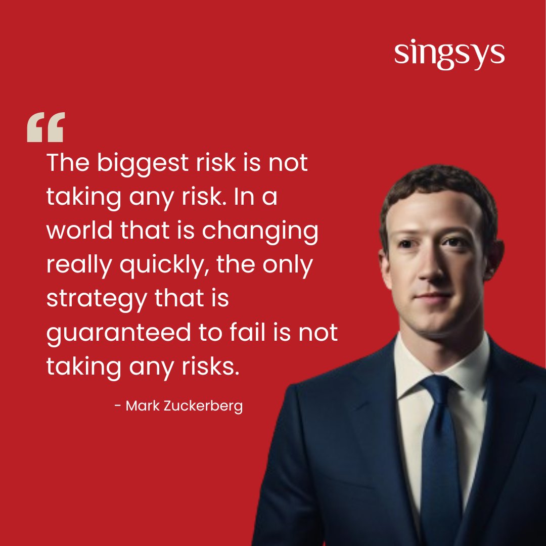 “The biggest risk is not taking any risk. In a world that is changing really quickly, the only strategy that is guaranteed to fail is not taking any risks' - Mark Zuckerberg

#sundaymotivation #inspiration #growthmindset #singapore #SingaporeCompany #singaporebusiness #singsys