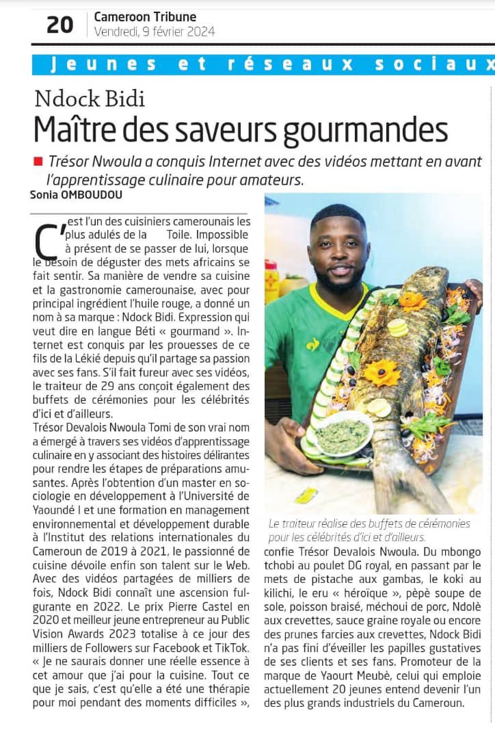 ndockbidi's tweet photo. Bonne fête de la jeunesse 🇨🇲
Et merci à Cameroon Tribune 🙏🏽 https://t.co/h2AQeJ5QZ6
