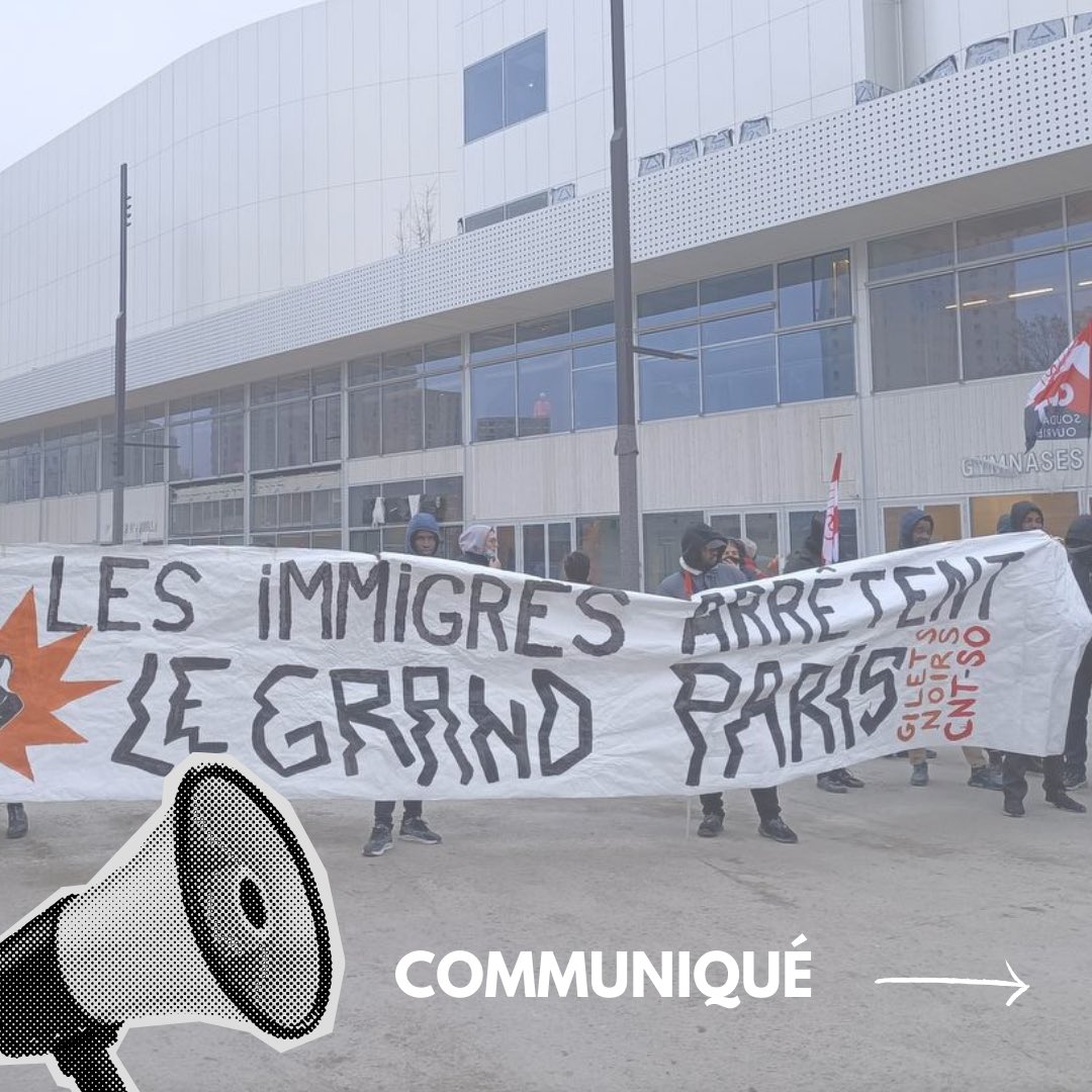 gilets_noirs's tweet photo. 🔴 PAS DE PAPIERS, PAS DE JO 🔴 @adidasarena ne nous a pas invité à son inauguration, pourtant, c’est nous qui l’ avons construit.

On est là aujourd’hui pour faire respecter nos droits et que tous les invités des #JO et du #GrandParis nous entendent ! https://t.co/rWXdm6TiP3