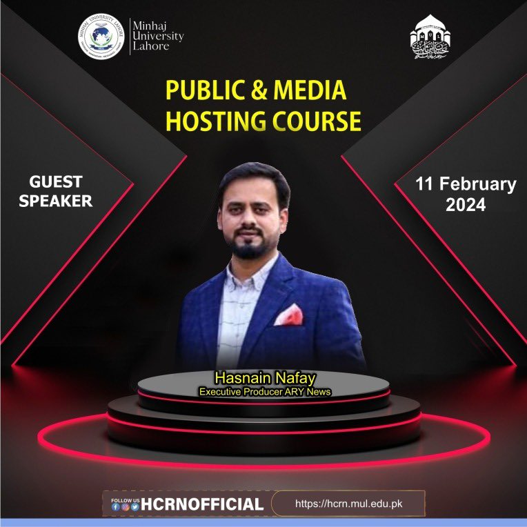 Guest Speakers 
Hosting Class 11-02-2024

Dr. Irfan Ullah (Garrison University Lahore)

Hasnain Nafay
Head Programming ARY News