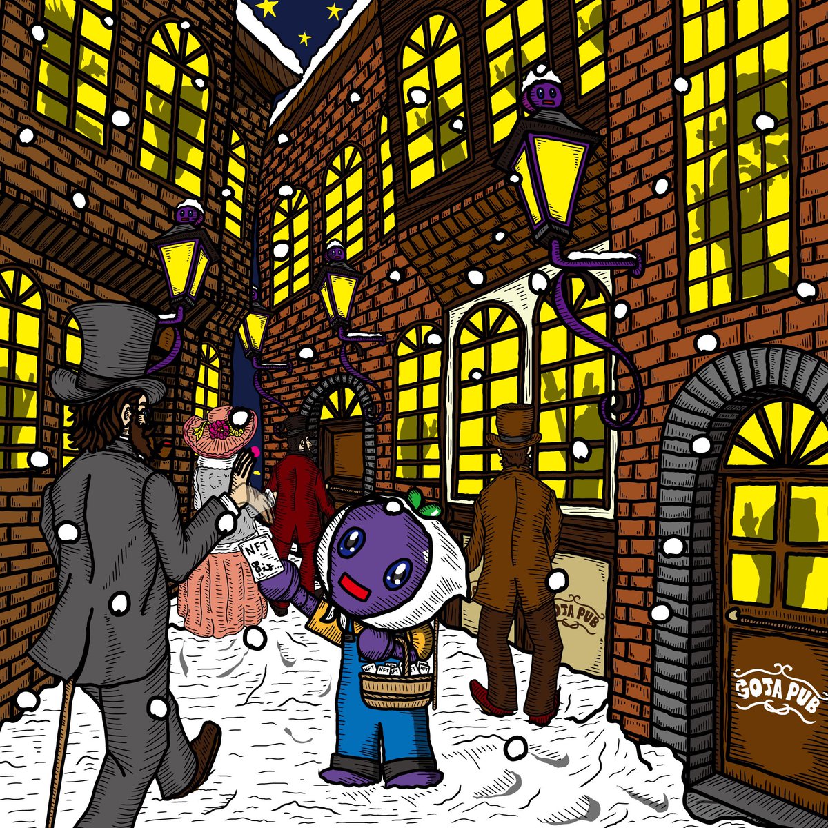 ある雪の降る寒い夜。

「NFT買えよー、NFT買えよー」

少年のか細い声が、街中からかすかに聞こえてきます。

「おい、ジジイ。NFT買えよー」

少年の近くを通った老紳士風の男は、立ち止まることなく去っていきます。

「ダボが…誰かNFT買えよクソが」