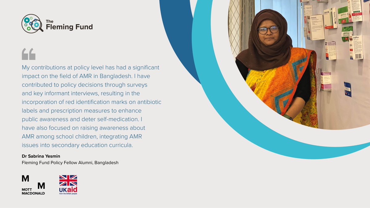 Dr Sabrina Yesmin played a crucial role in establishing antimicrobial consumption surveillance in #Bangladesh🇧🇩. She has sustained this effort by developing the ‘National Guideline on AMC surveillance in Bangladesh’ and reporting data into the @WHO GLASS platform.