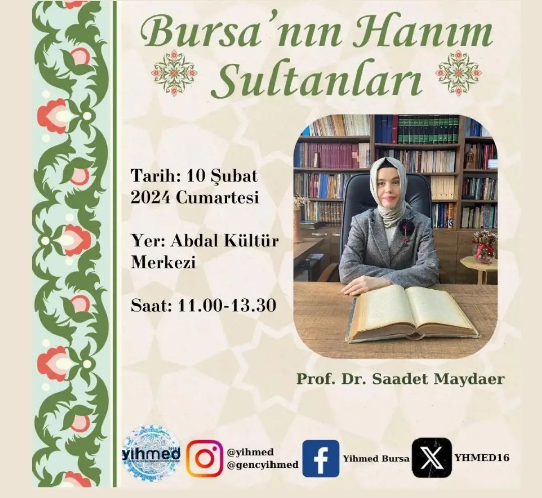 YHMED16's tweet photo. Bu hafta ; Genç Yihmed Lise birimimizin organize ettiği Prof. Dr. Saadet Maydaer'in sunumuyla "Bursa'nın Hanım Sultanları" başlıklı sunumumuzu gerçekleştirdik. Katılım sağlayan tüm liseli arkadaşlarımıza teşekkür ederiz.
@gencyihmed https://t.co/U9qERlHu1o